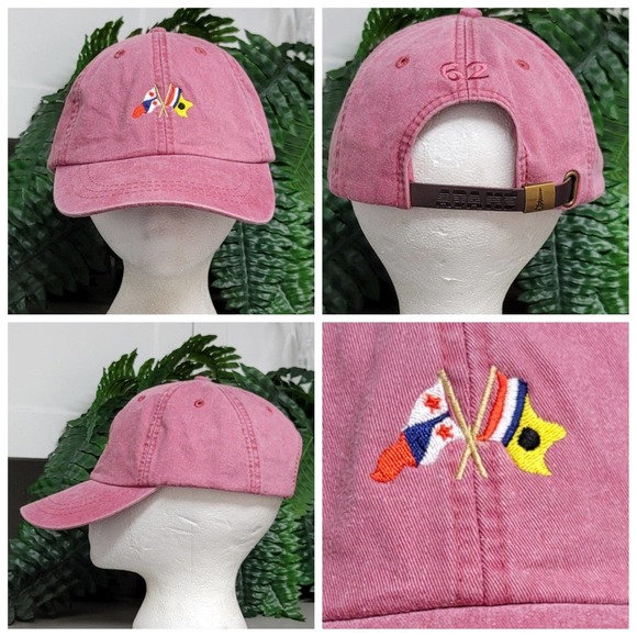 Vtg Adams Flags Leather Strapback Hat - Picture 1 of 7